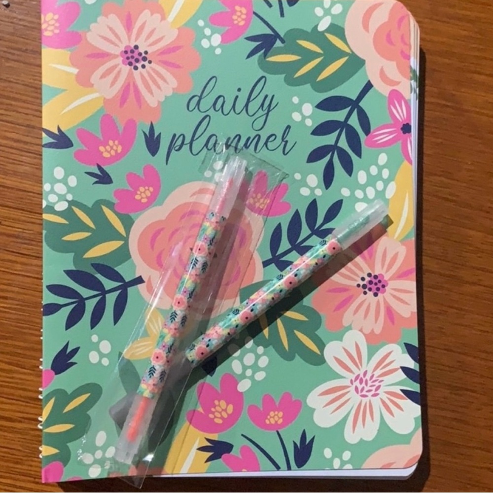 Floral Daily Planner with Matching Pens